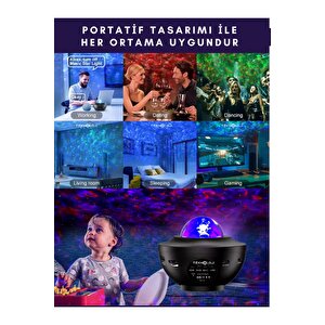 Galaksi Projektör Gece Lambası Bluetooth Hoparlör Disko Topu Yıldızlı Rgb Star Light Tavan Aydınltma