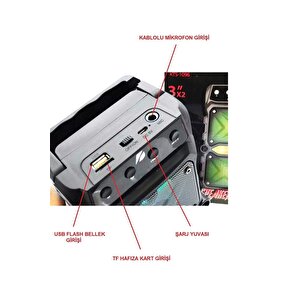 Kamp Hoparlörü Bluetooth Hoparlör Kablosuz Işıklı Çift Hoparlör Standlı Fm Radyo Sd Kart Usb