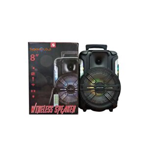 Büyük Speaker Bluetooth Hoparlör Parti Karaoke Mikrofonlu Ses Bombası 26cm Işıklıö8inç Aux/fm/usb/sd