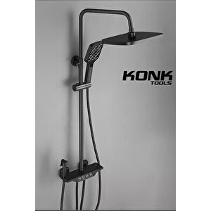 Konktools Piyano 5 Fonksiyonlu 130 cm Siyah Banyo Bataryalı Robot Duş Seti Tepe Duşu Duş Seti