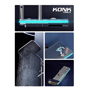 Konktools Dijital Piyano 5 Fonksiyonlu Antrasit Banyo Bataryalı Smart  Max Dijital Tepe Duşu Duş Seti