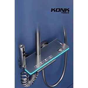 Konktools Dijital Piyano 5 Fonksiyonlu Antrasit Banyo Bataryalı Smart  Max Dijital Tepe Duşu Duş Seti
