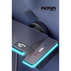 Konktools Dijital Piyano 5 Fonksiyonlu Antrasit Banyo Bataryalı Smart  Max Dijital Tepe Duşu Duş Seti