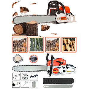 Prosaw Benzinli Zincirli Ağaç Motoru Ms-9800 Series Hızar Bıçkı Testere Odun Kesme Makinası