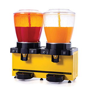 Ss44.ay Twin Soğuk İçecek Dispenseri, 22+22 L, Panaromik, Analog, Fıskiyeli, Sarı