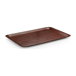Tria Verzalit Servis Tepsisi - 37x53 Cm - Kaymaz Yüzeyli - Ahşap Desenli 10 Adet