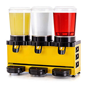 Mmm30.ay Soğuk İçecek Dispenseri, 10+10+10 L, Analog, Panoramik, Karıştırıcılı, Sarı