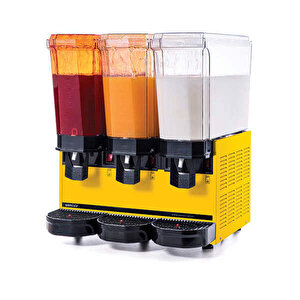 60.ssmy Klasik Triple Soğuk İçecek Dispenseri, 20+20+20 L, Fıskiyeli-fıskiyeli-karıştırıcılı, Sarı