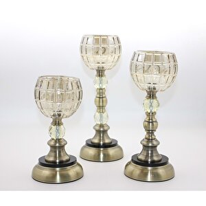 Li̇vava 3 Parça Cam Şamdan, 33x10