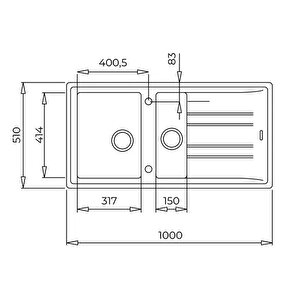 Stone 60 B-tg 1,5 Gözlü Karbon Tegranit Eviye 115360001
