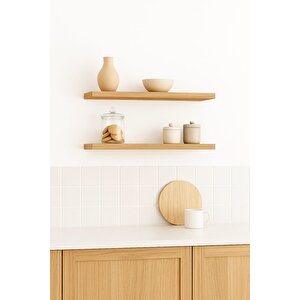 40 Cm 2li Safir Meşe Mdf Uçan Duvar Rafı Gizli Bağlantı Kitaplık