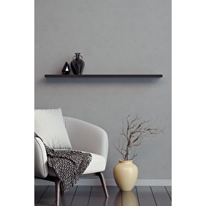 80 Cm Mat Siyah Mdf Uçan Duvar Rafı Gizli Bağlantı Kitaplık