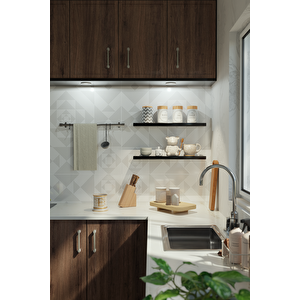 60 Cm 2li Mat Siyah Mdf Uçan Duvar Rafı Gizli Bağlantı Kitaplık