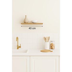 40 Cm Safir Meşe Mdf Uçan Duvar Rafı Gizli Bağlantı Kitaplık