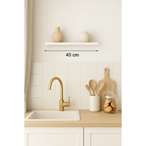 40 Cm Beyaz Mdf Uçan Duvar Rafı Gizli Bağlantı Kitaplık