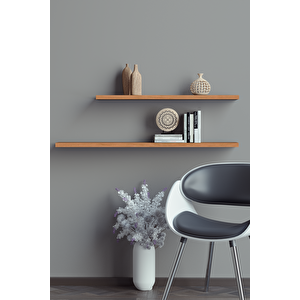 80 Cm 60 Cm 2li Safiir Meşe Mdf Uçan Duvar Rafı Gizli Bağlantı Kitaplık
