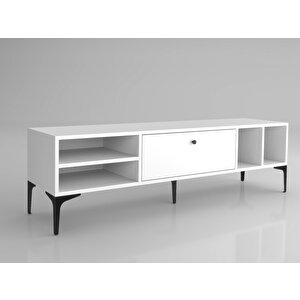 Wood'n Love Milan Tv Ünitesi Minifiks Bağlantı , Dolap Metal Ayak - Beyaz / Siyah