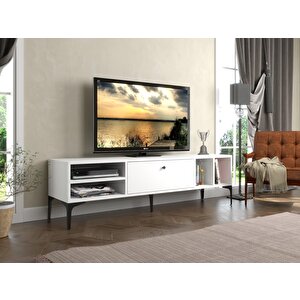 Wood'n Love Milan Tv Ünitesi Minifiks Bağlantı , Dolap Metal Ayak - Beyaz / Siyah