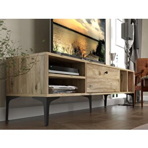 Wood'n Love Milan Tv Ünitesi Minifiks Bağlantı , Dolap Metal Ayak - Atlantik Çam / Siyah