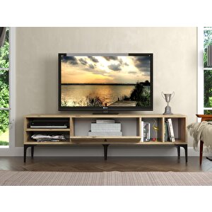 Wood'n Love Milan Tv Ünitesi Minifiks Bağlantı , Dolap Metal Ayak - Atlantik Çam / Siyah