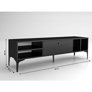 Wood'n Love Milan Tv Ünitesi Minifiks Bağlantı , Dolap Metal Ayak - Siyah / Siyah