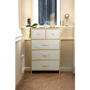 Bambu 5 Çekmeceli Dolap Çok Amaçlı Düzenleyici Organizer Şifonyer - B9198