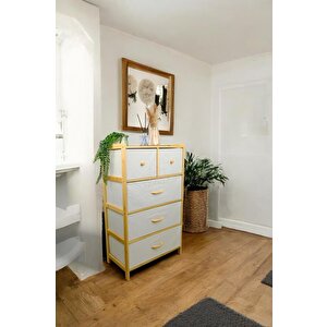 Bambu 5 Çekmeceli Dolap Çok Amaçlı Düzenleyici Organizer Şifonyer - B9198