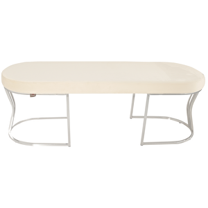 Viego Silver Smooth Bench Lüks Metal Gümüş Ayak, Chester Model Yatak Ucu Puf Beyaz