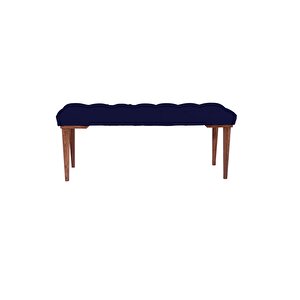 Classic Retro Gürgen Ayak Chester Model Kapitoneli Puf Bench - Ceviz Ayak Lacivert