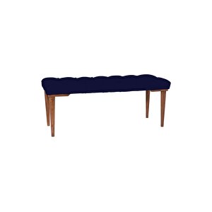 Classic Retro Gürgen Ayak Chester Model Kapitoneli Puf Bench - Ceviz Ayak Lacivert