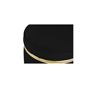 Zerafet Gold Kaplama Luxery Puf, Pofuduk Puf, Makyaj Koltuğu Siyah