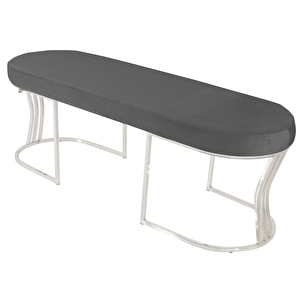 Viego Silver Smooth Bench Lüks Metal Gümüş Ayak, Chester Model Yatak Ucu Puf Gri