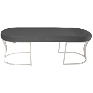 Viego Silver Smooth Bench Lüks Metal Gümüş Ayak, Chester Model Yatak Ucu Puf Gri