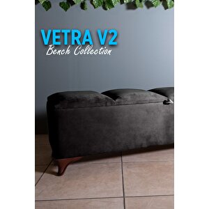 Vetra V2  Antrasit Sandıklı Puf - Dilimli Model 140cm Ceviz Ayaklı Sandıklı Puf Koltuk