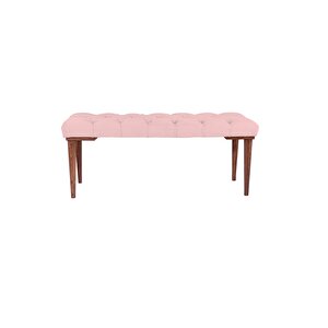 Classic Retro Gürgen Ayak Chester Model Kapitoneli Puf Bench - Ceviz Ayak Pembe
