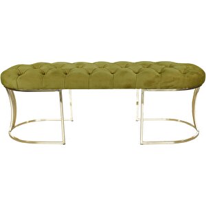 Viego Gold Puf - Lüks Metal Gold Ayak, Chester Model Yatak Ucu Bench Puf
