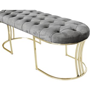 Viego Gold Puf - Lüks Metal Gold Ayak, Chester Model Yatak Ucu Bench Puf