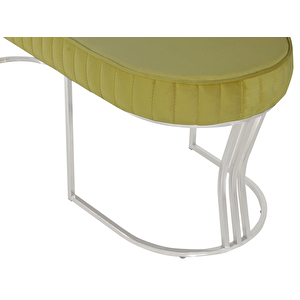 Viego Silver Striped Bench Lüks Metal Gümüş Ayak, Chester Model Yatak Ucu Puf