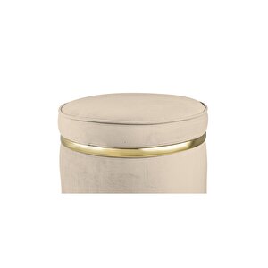 Zerafet Gold Kaplama Luxery Puf, Pofuduk Puf, Makyaj Koltuğu Krem