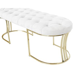 Viego Gold Puf - Lüks Metal Gold Ayak, Chester Model Yatak Ucu Bench Puf