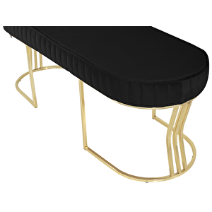 Viego Gold Striped Bench Lüks Metal Gold Ayak, Chester Model Yatak Ucu Puf