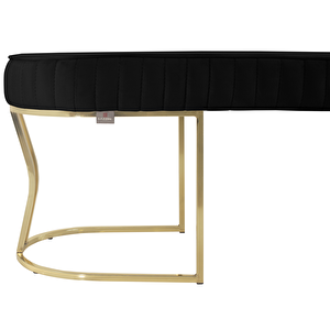 Viego Gold Striped Bench Lüks Metal Gold Ayak, Chester Model Yatak Ucu Puf