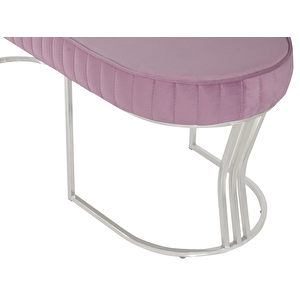 Viego Silver Striped Bench Lüks Metal Gümüş Ayak, Chester Model Yatak Ucu Puf