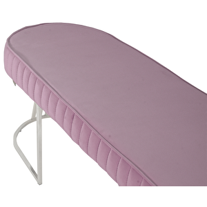 Viego Silver Striped Bench Lüks Metal Gümüş Ayak, Chester Model Yatak Ucu Puf