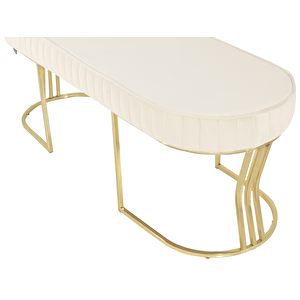 Viego Gold Striped Bench Lüks Metal Gold Ayak, Chester Model Yatak Ucu Puf