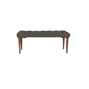 Classic Retro Gürgen Ayak Chester Model Kapitoneli Puf Bench - Ceviz Ayak Antrasit