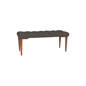 Classic Retro Gürgen Ayak Chester Model Kapitoneli Puf Bench - Ceviz Ayak Antrasit
