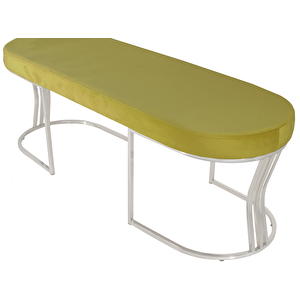 Viego Silver Smooth Bench Lüks Metal Gümüş Ayak, Chester Model Yatak Ucu Puf