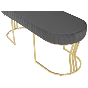 Viego Gold Striped Bench Lüks Metal Gold Ayak, Chester Model Yatak Ucu Puf