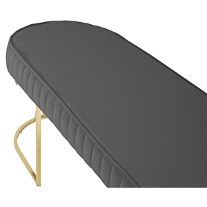 Viego Gold Striped Bench Lüks Metal Gold Ayak, Chester Model Yatak Ucu Puf